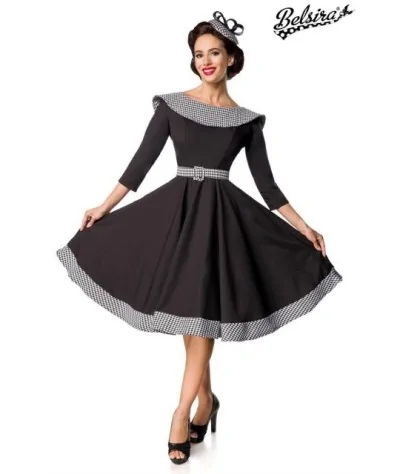 Premium Vintage Swing-Kleid schwarz/weiß von...