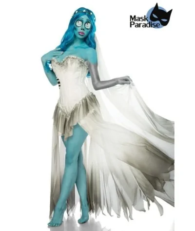 Skeleton Bride Kostüm weiß-blau von Mask Paradise