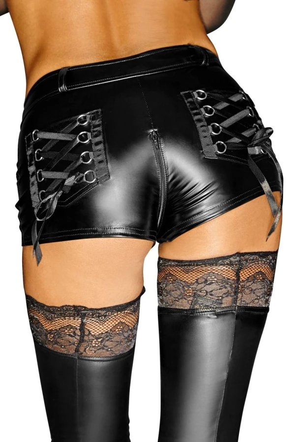 Schwarze Wetlook-Leggings 18121 von Saresia