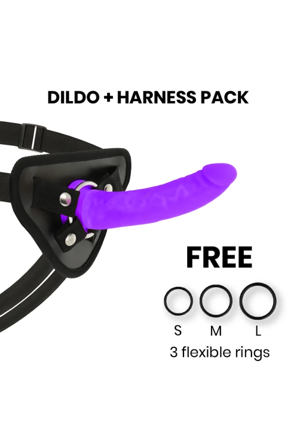 Toys Harness + Dildo Lila Silikon 17 cm -O- 3 cm von Deltaclub