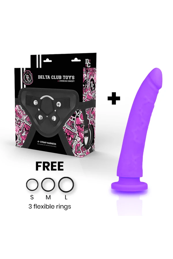 Toys Harness + Dildo Lila Silikon 17 cm -O- 3 cm von Deltaclub