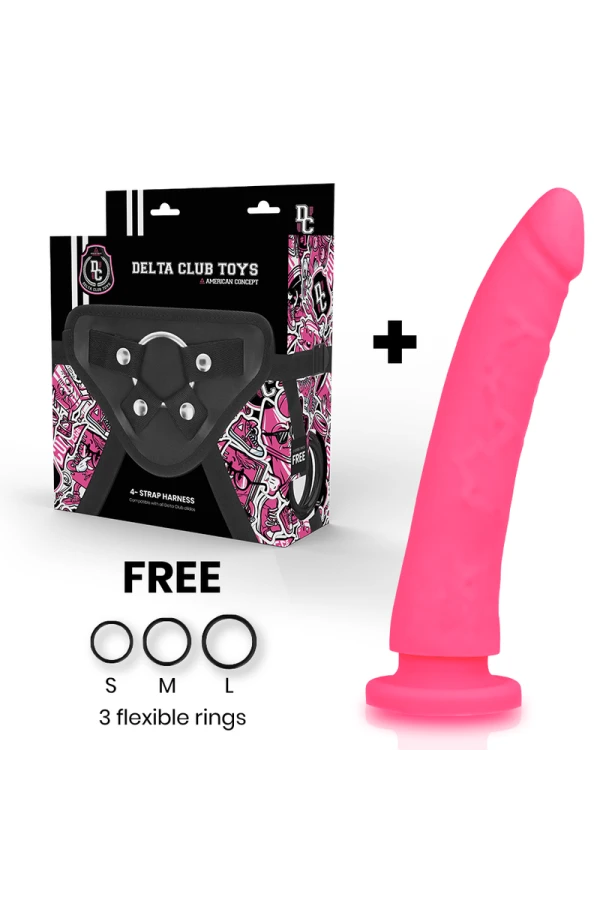 Toys Gurt + Dildo Rosa Silikon 23 cm -O- 4.5 cm von Deltaclub