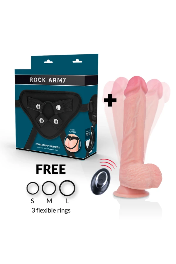 Harness + Flüssigsilikon Vibrator Premium Apache Fernbedienbare 20.5 cm -O- 4.62 cm von Rock Army