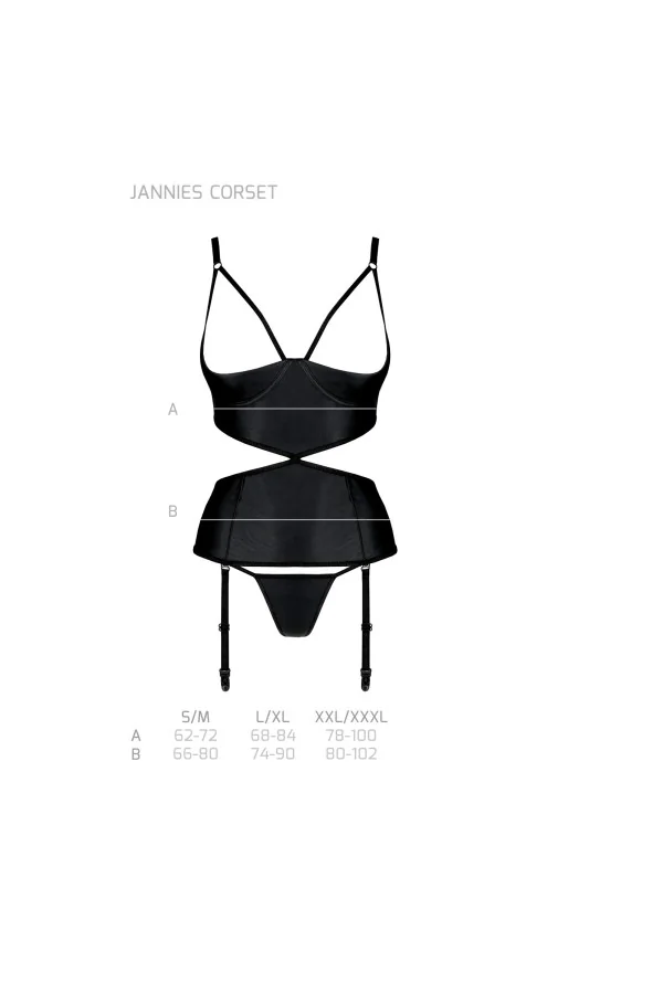 ♥ Jannies Korsett & Tanga mit offenem Schritt schwarz von Passion-Exklusiv ♥