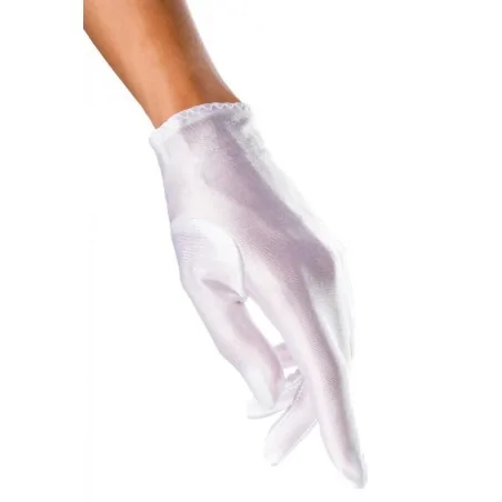 Satin-Handschuhe kurz weiß