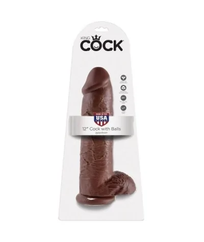 KING COCK 12" COCK BROWN WITH BALLS 30.48 CM