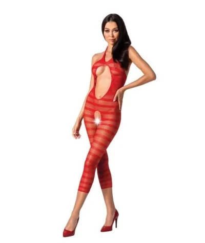 roter ouvert Bodystocking BS081 von Passion