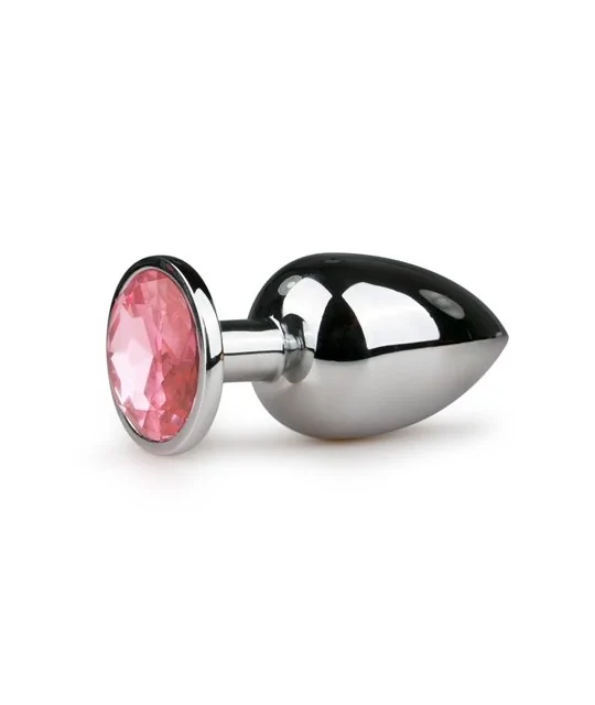 Metall-Buttplug mit rundem rosafarbigem Stein von Easytoys Anal Collection