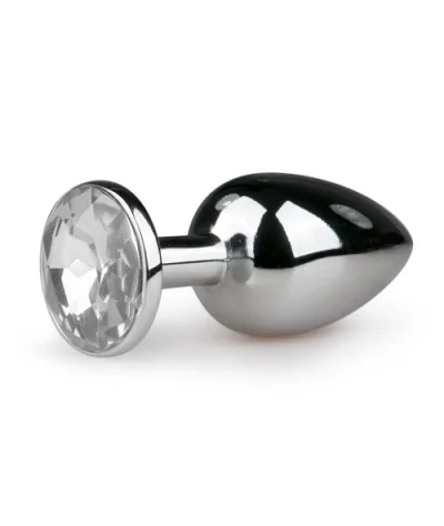 Metall-Analplug mit rundem Zierstein – Silberfarbig von Easytoys Anal Collection